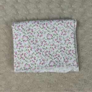 HB Hudson Baby Pink Floral Baby Receiving Blanket Green White Flannel Cotton
